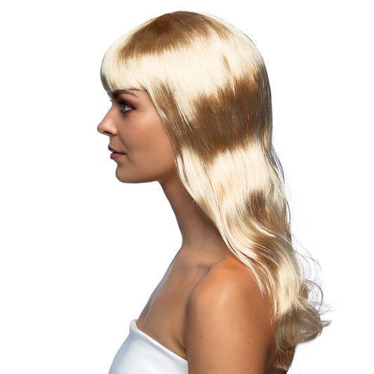 Perruque Blonde Longue Ondulée avec Frange - Déguisement Années 70