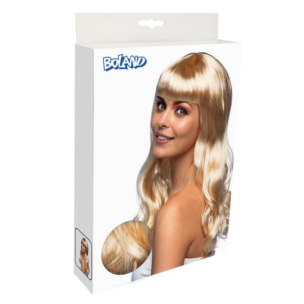 Perruque Blonde Longue Ondulée avec Frange - Déguisement Années 70