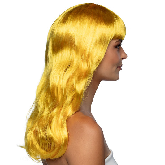 Perruque Blonde Longue Ondulée avec Frange - Déguisement