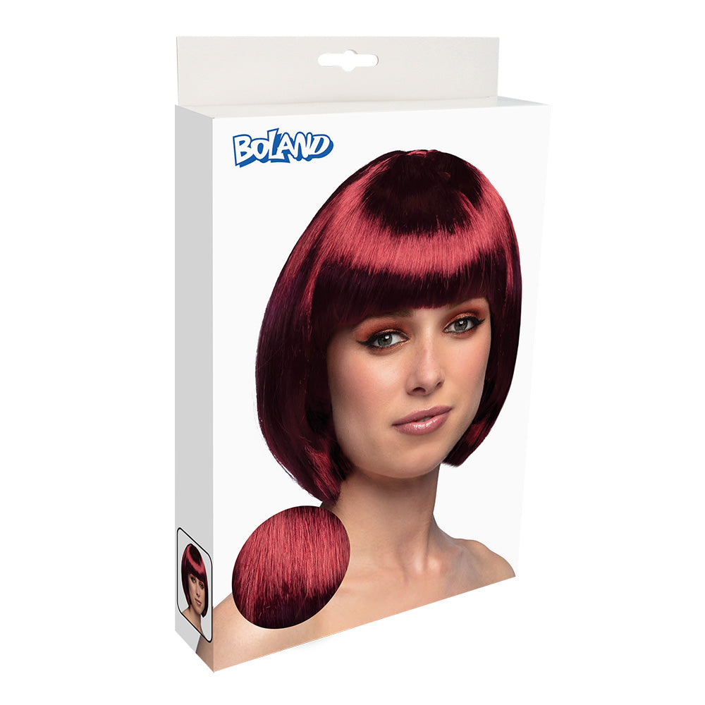 Perruque Bob Bordeaux Foncé - Coupe Courte Chic avec Frange