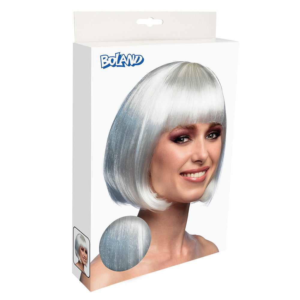 Perruque Carré Court Blanc Gris - Coupe Bob Moderne