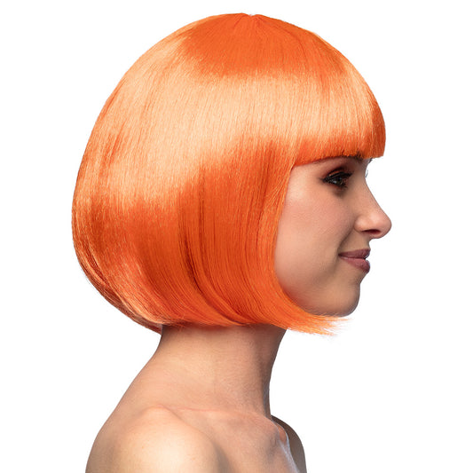 Perruque Bob Orange Fluo UV Blacklight - Déguisement Années 70
