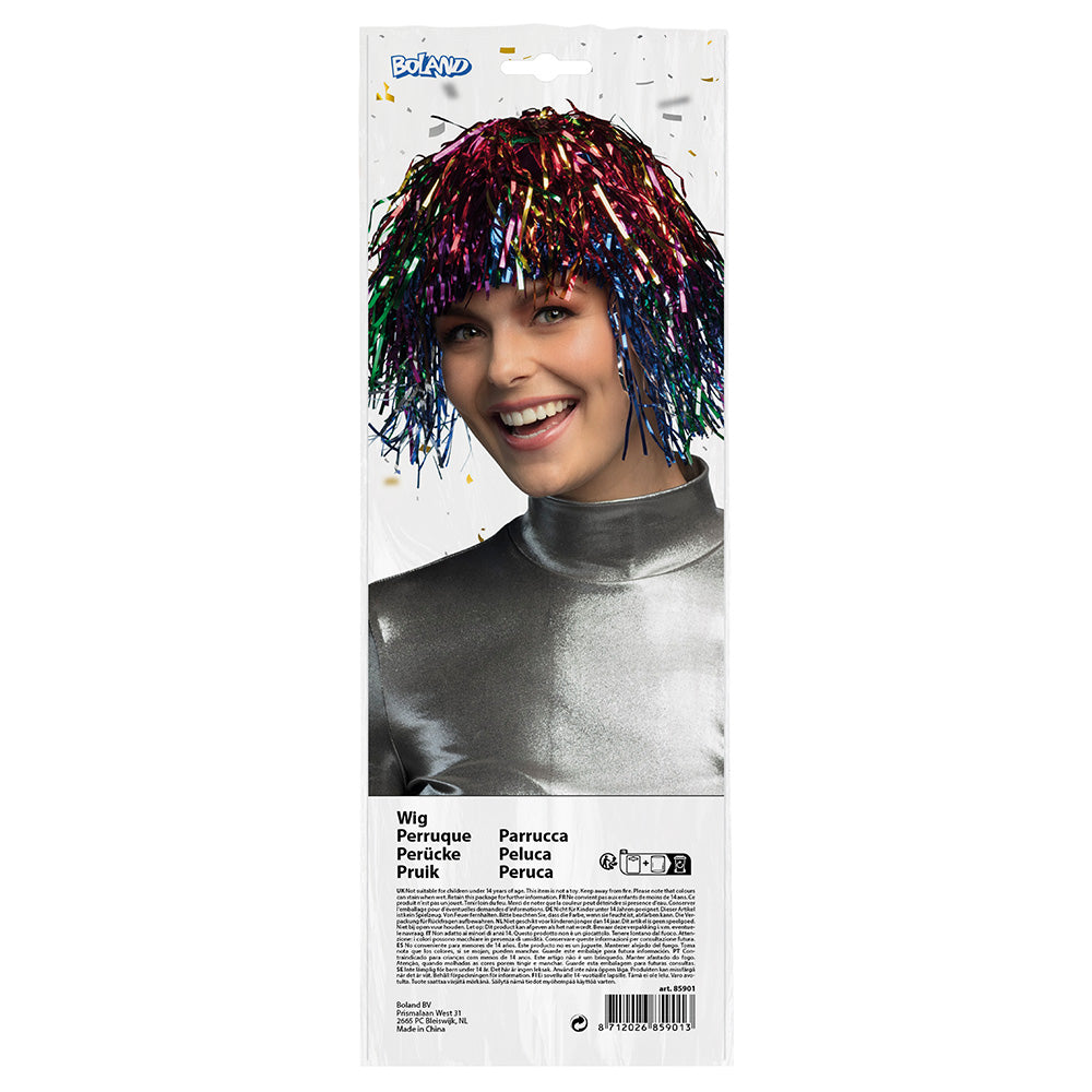 Perruque Pailletée Multicolore - Déguisement Disco & Fête
