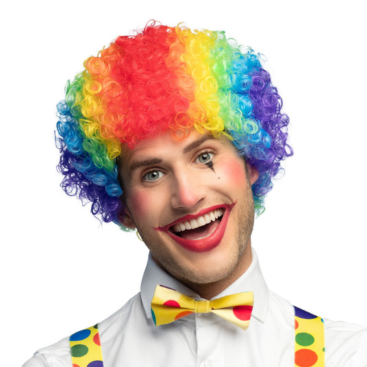 Perruque Clown Arc-en-Ciel Bouclée - Déguisement Cirque Coloré