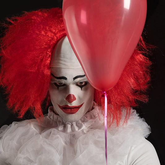 Perruque Clown Rouge Fluo Deluxe avec Nez - Déguisement