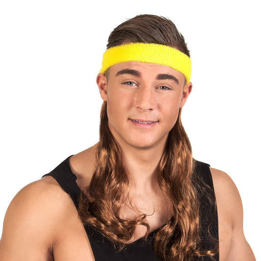 Bandeau Jaune Fluo années 80 - Accessoire de sport rétro
