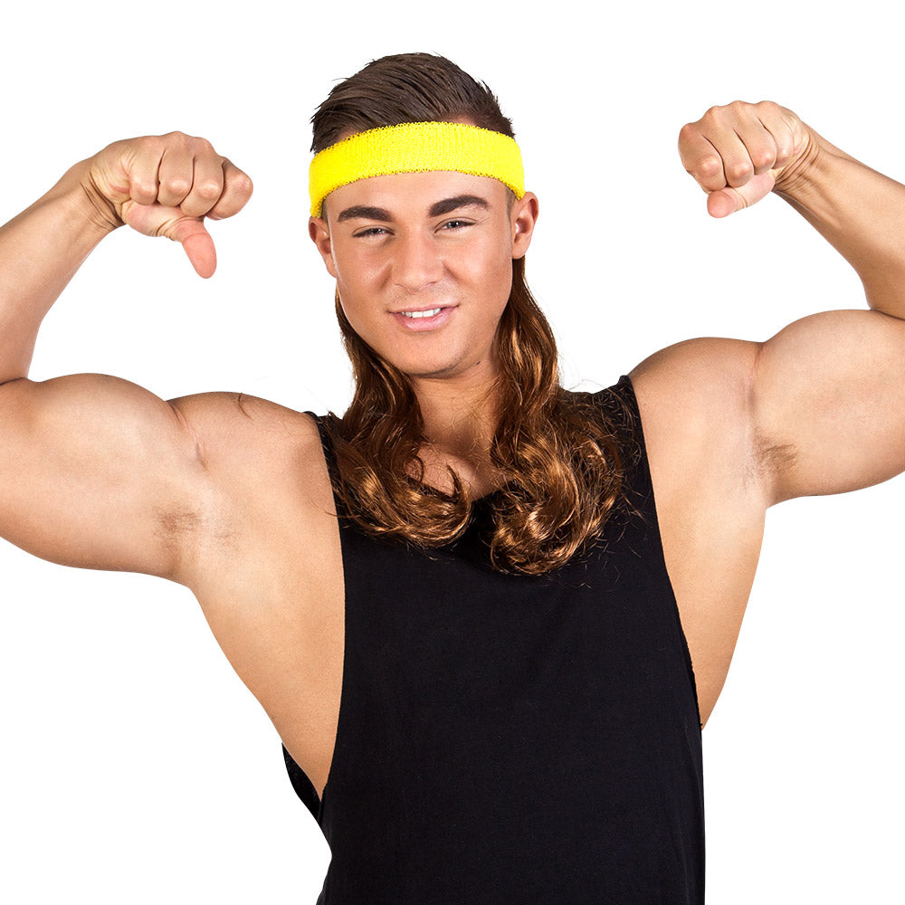 Bandeau Jaune Fluo années 80 - Accessoire de sport rétro