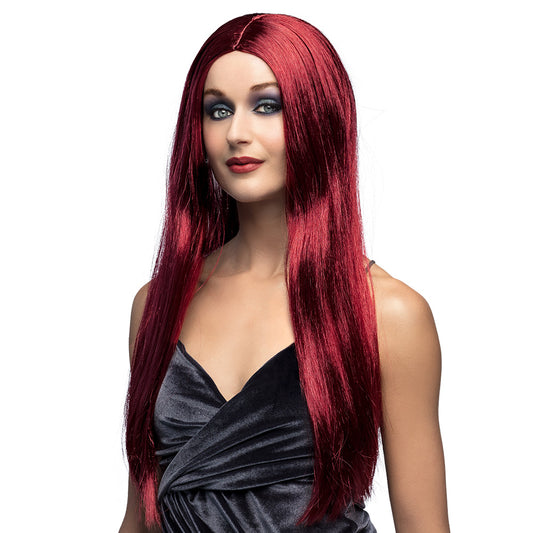 Perruque Longue Rouge Bordeaux - Cheveux Lisses Adulte