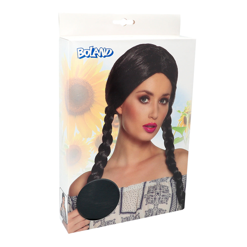 Perruque Tresses Noires Longues - Déguisement Adulte Femme