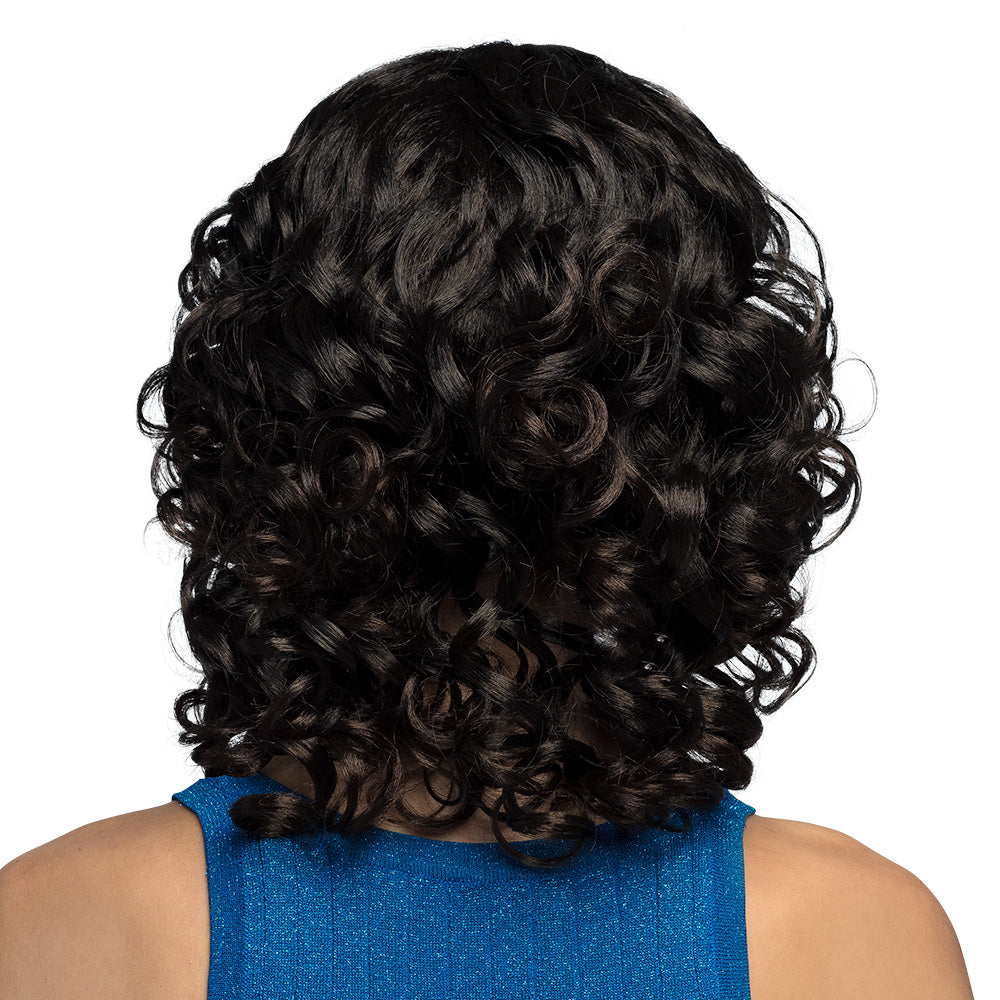 Perruque Bouclée Noire Années 80 - Coiffure Voluptueuse Disco