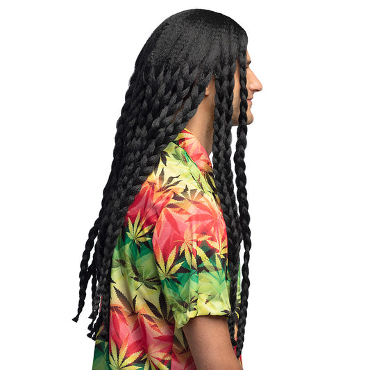 Perruque Tresses Noires Longues Déguisement Rasta 70cm