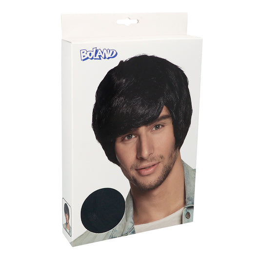 Perruque Noire Homme Années 60 - Style Rétro Chic