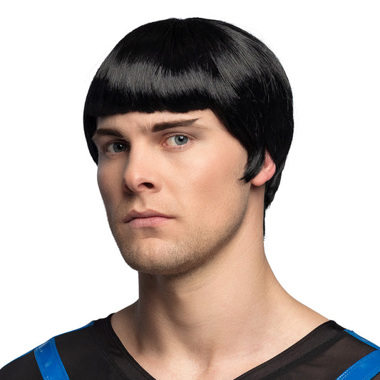Perruque Noire Années 60 Homme Carré Frange Bob