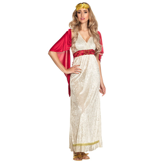 Déguisement Déesse Grecque Antique - Robe Blanche et Cape Rouge