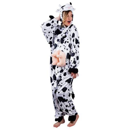 Déguisement Vache Adulte Combinaison Intégrale Blanche à Pois
