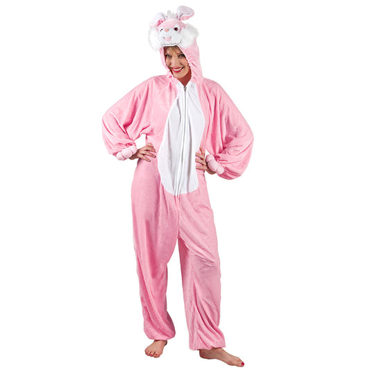 Déguisement Lapin Rose Adulte - Combinaison Peluche Complète