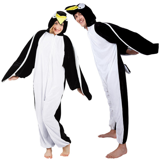 Déguisement Pingouin Adulte - Combinaison Onesie Noire et Blanche