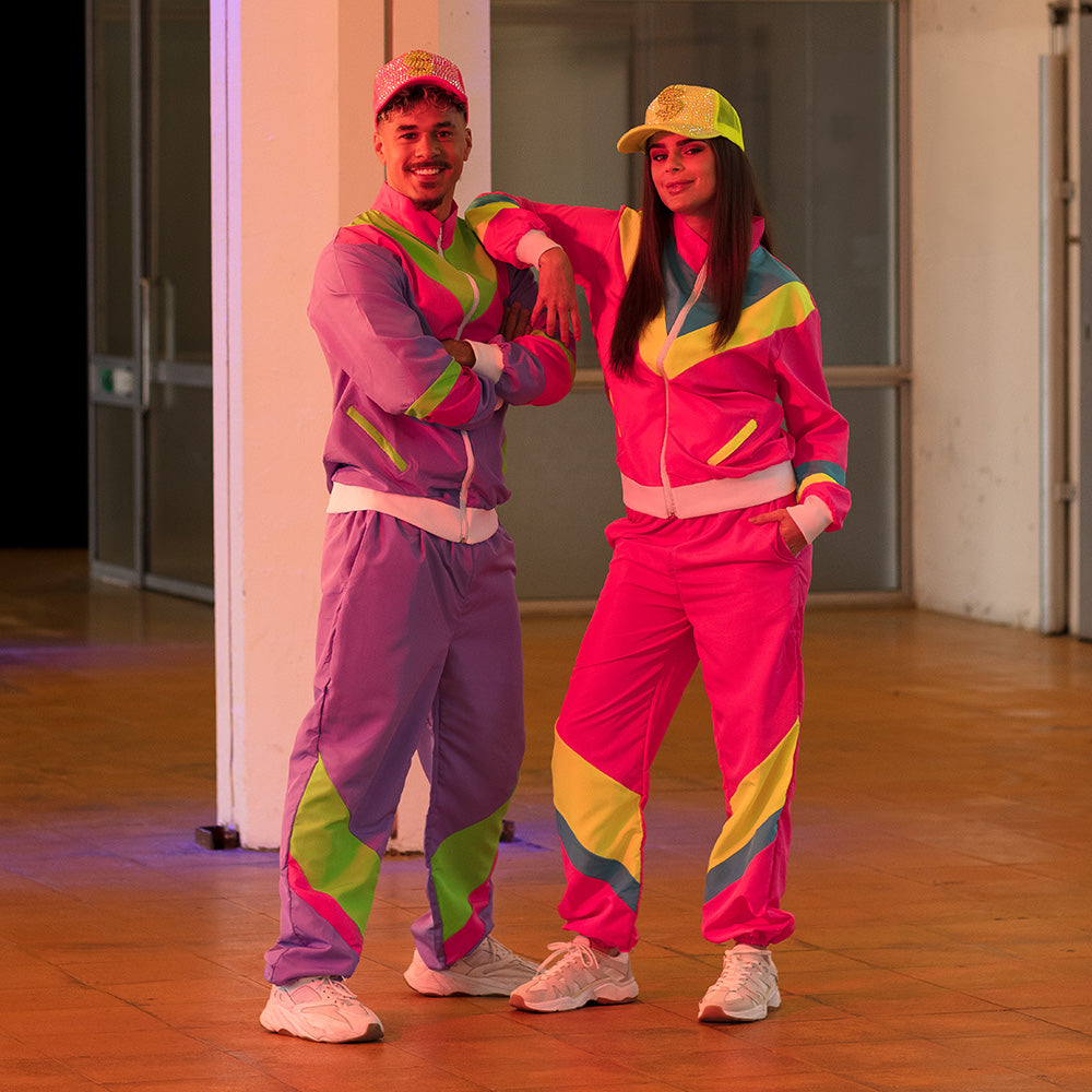 Déguisement Survêtement Années 80 Violet Fluo Adulte XL