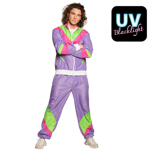 Déguisement Années 80 Survêtement Fluo Violet Taille XXL
