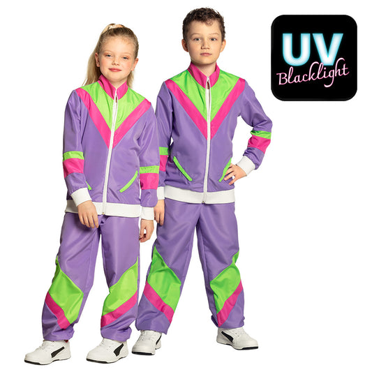 Costume Années 80 Enfant UV Néon Violet Rose Fluo