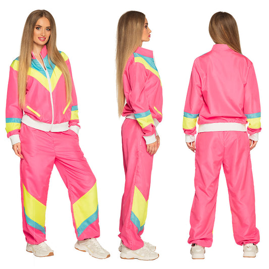 Survêtement Années 80 Fluo Rose Jaune Bleu - Déguisement Rétro