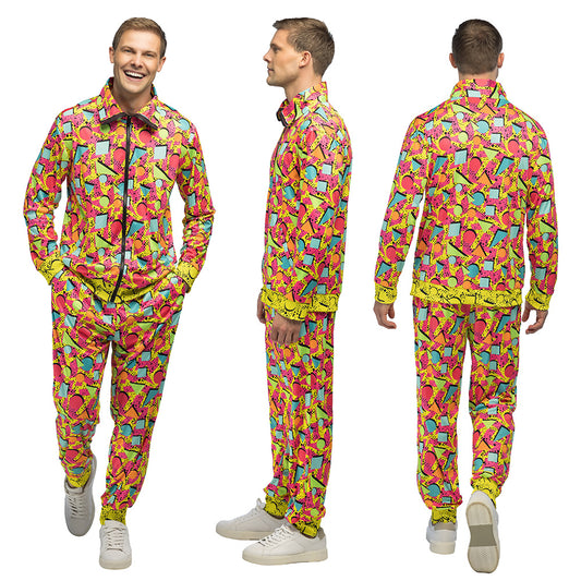 Combinaison Rétro Fluo UV Blacklight - Motif Géométrique Années 80