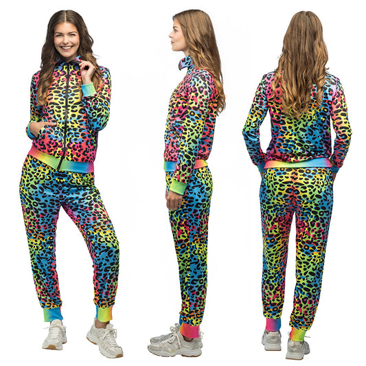 Combinaison Léopard Fluo UV Blacklight - Déguisement Adulte Années 80