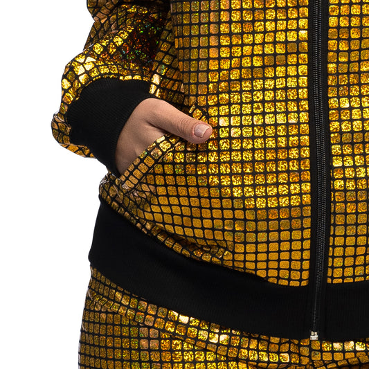 Combinaison Paillettes Dorées Disco - Veste et Pantalon Brillant