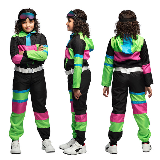 Déguisement Ski Années 80 Enfant - Combinaison Colorée Fluo
