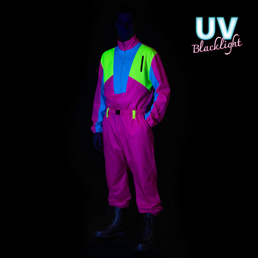 Combinaison Années 80 Fluo UV Blacklight - Déguisement Rétro