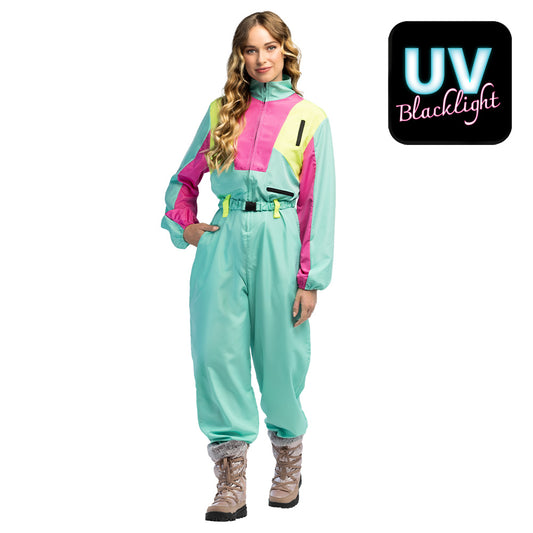 Combinaison années 80 flurescente UV Blacklight femme