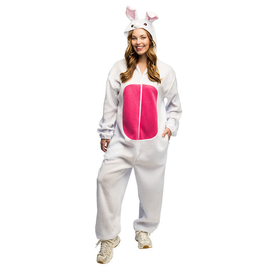 Déguisement Lapin Rose et Blanc Adulte - Combinaison Animale