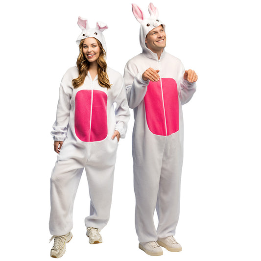 Déguisement Lapin Rose et Blanc Unisexe - Combinaison Intégrale