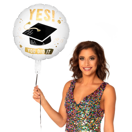 Ballon Hélium Diplôme "YES! You Did It" Or & Noir