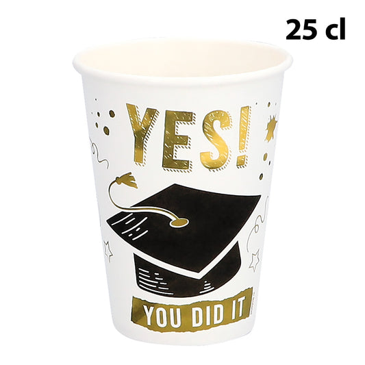 Gobelets Graduation YES YOU DID IT - 8 verres 25cl dorés