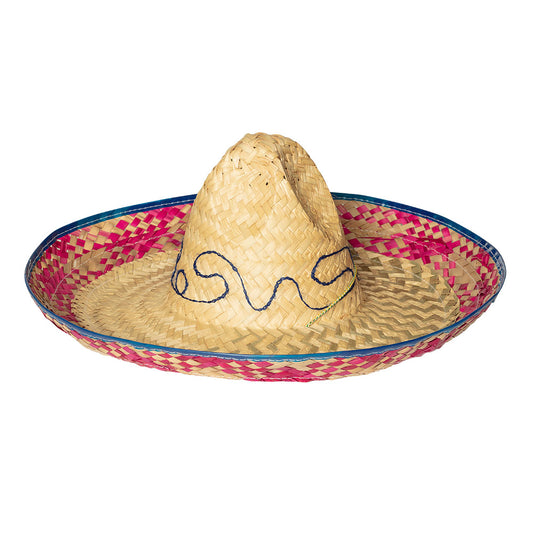 Sombrero Mexicain Géant Paille Coloré avec Cordon