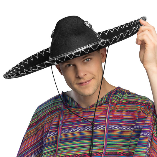 Grand Sombrero Mexicain Noir - Chapeau Fiesta Adulte
