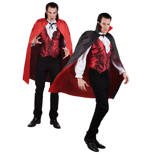 Costume Vampire Gothique avec Cape Rouge et Noir Adulte