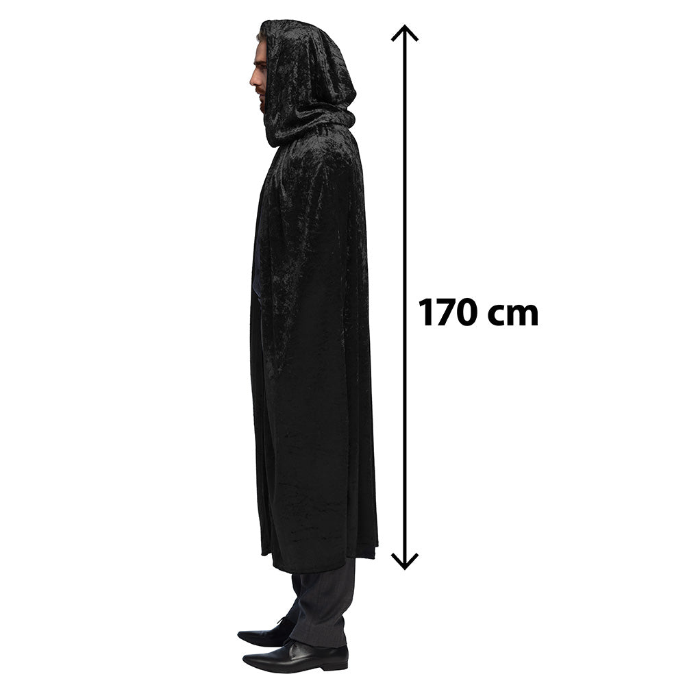 Cape Noire Velours à Capuche - 170cm - Déguisement Gothique