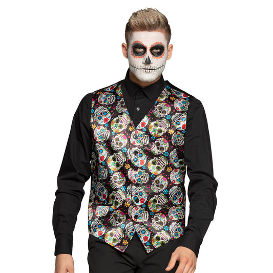 Gilet Tête de Mort Colorée - Déguisement Halloween Adulte