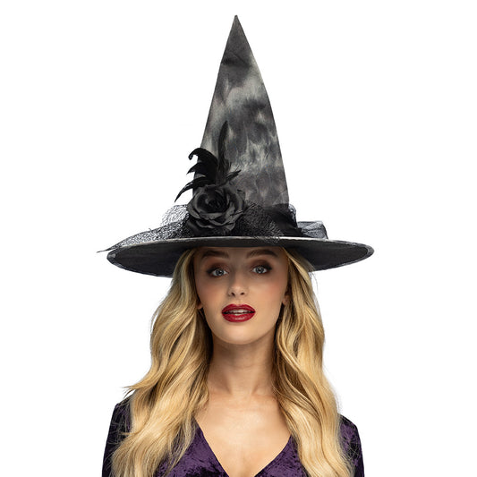 Chapeau de Sorcière Noir 59cm - Déguisement Halloween Femme