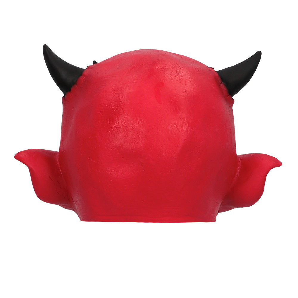 Masque Diable Rouge Cornes Noires - Déguisement Halloween Adulte