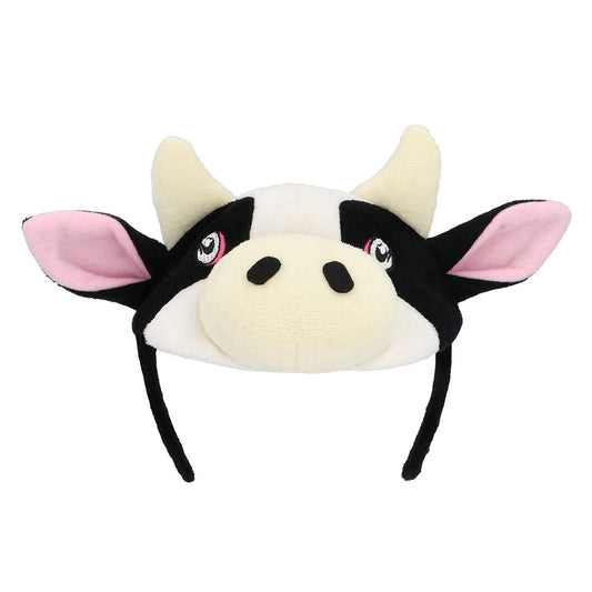 Serre-tête vache noir et blanc avec cornes - Déguisement amusant