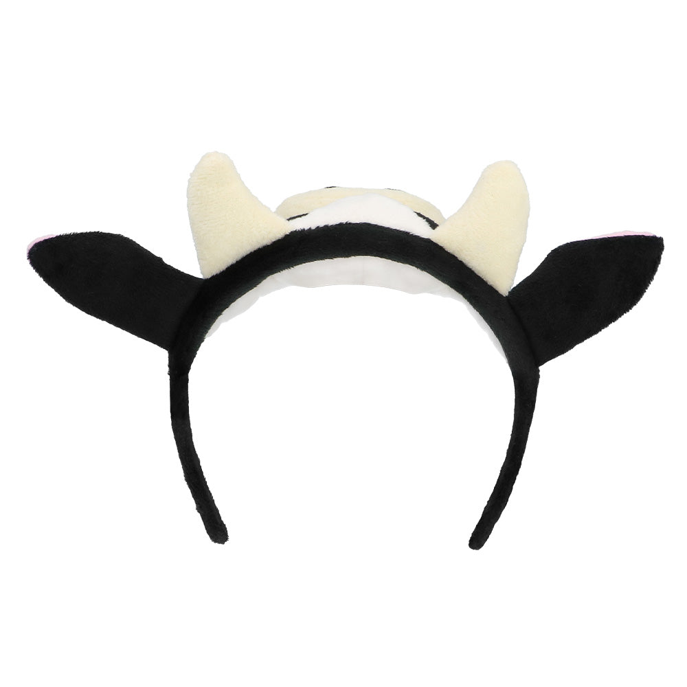 Serre-tête vache noir et blanc avec cornes - Déguisement amusant