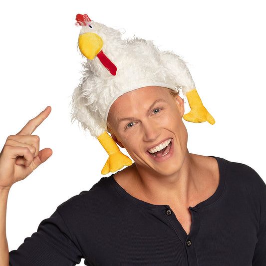 Chapeau Coq Blanc et Rouge Amusant - Accessoire Fête