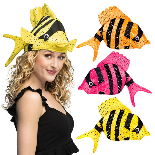 Chapeau Poisson Pailleté Rayé - Déguisement Adulte Enfant