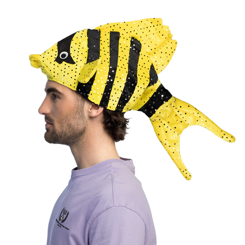 Chapeau Poisson Pailleté Rayé - Déguisement Adulte Enfant