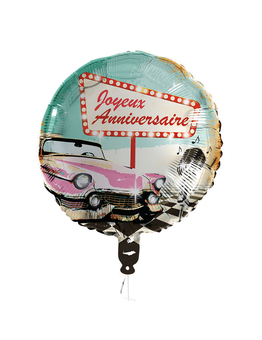 Ballon aluminium Joyeux Anniversaire Rock'n'roll 45 cm