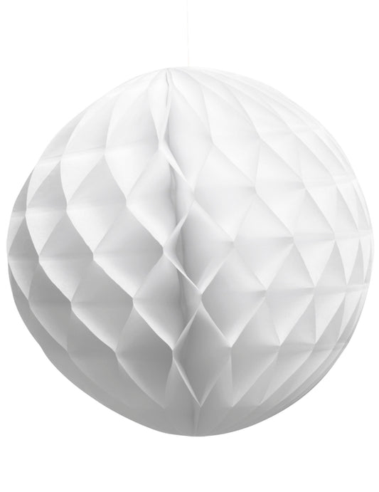 Boule en papier alvéolé blanche 25 cm