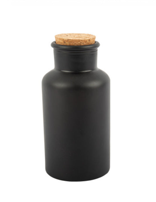 Bouteille apothicaire noire mat avec bouchon liège 17 cm 500 ml
